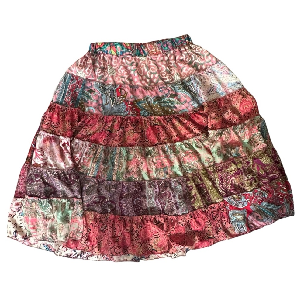 Multicolor Patchwork Bohemian Elastic Waistband S… - image 2